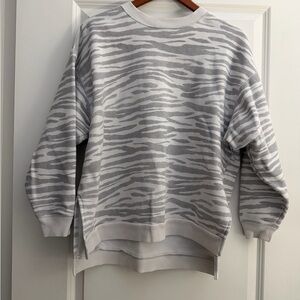American Eagle Outfitters Gray Zebra Print Sweatshirt S